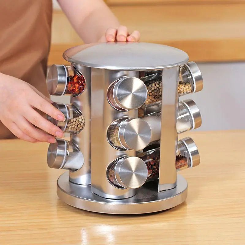 Porta Temperos e Condimentos Giratório em Inox