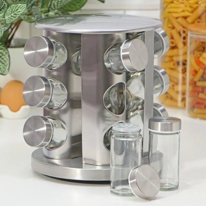 Porta Temperos e Condimentos Giratório em Inox